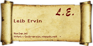 Leib Ervin névjegykártya